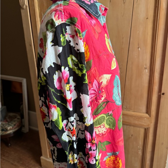 Cino Made in India Button down Shirt Size Large Multi Colored Blouse - Picture 3 of 7